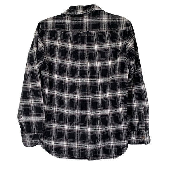 Jachs New York Flannel Shirt Mens Small Black White Plaid Girlfriend Unisex - Picture 2 of 9